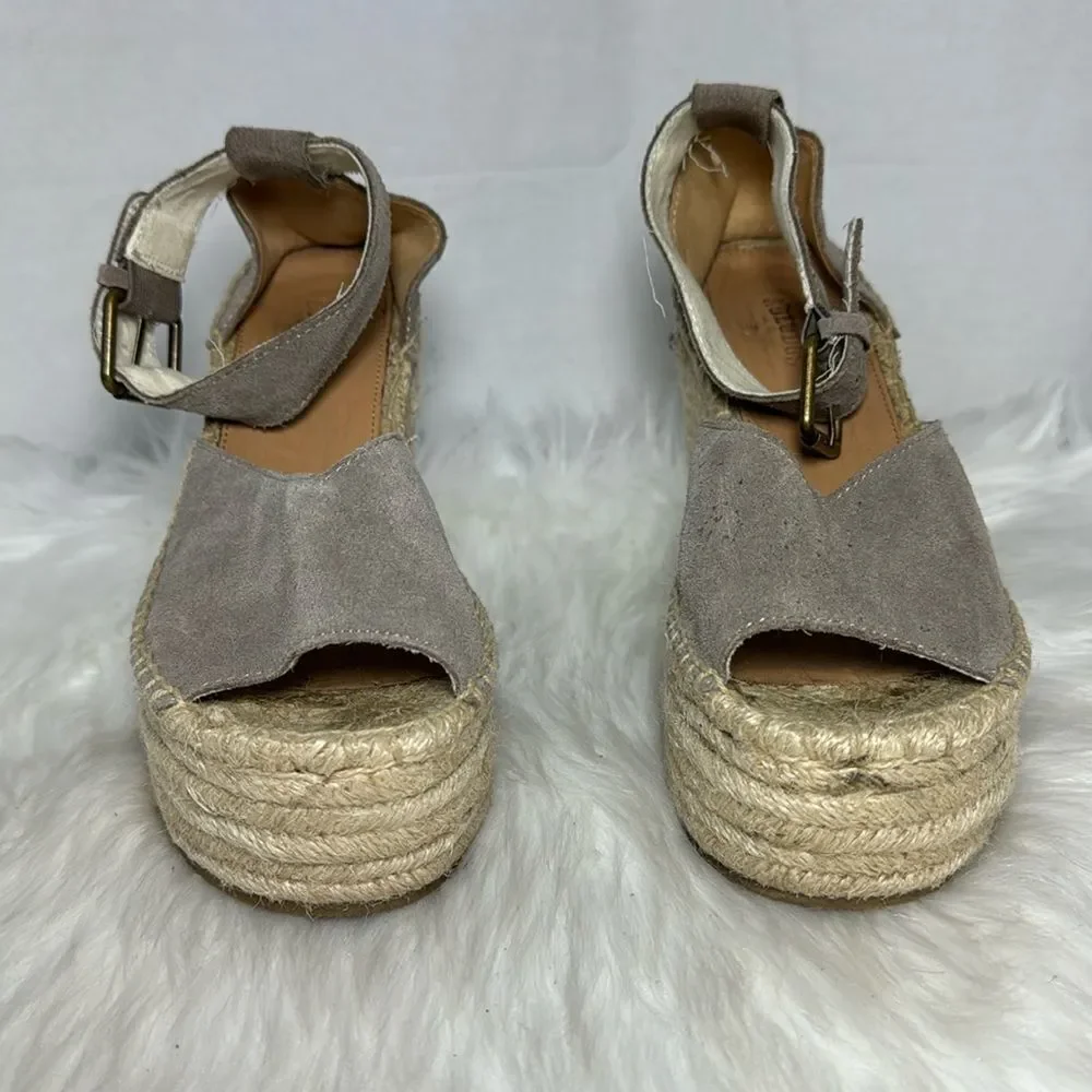 Soludos Positano Ash Suede‎ Ankle Strap Wedge Epadrilles Sz 6
